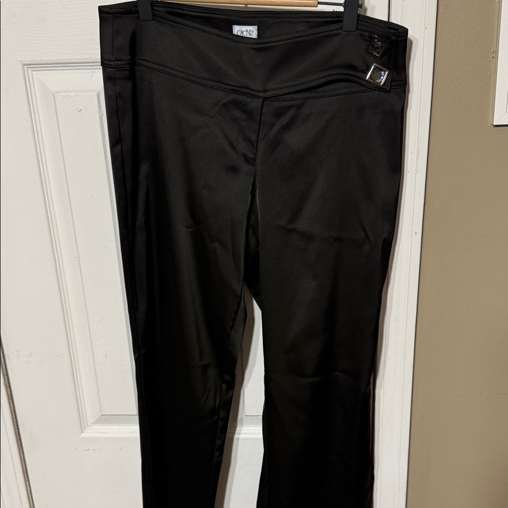 Cache Black Women's Ponte Pants with Decorative Buckle